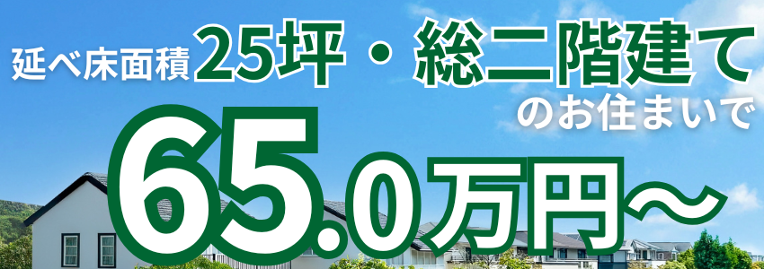 延べ床面積25坪、総二階建て65万円~