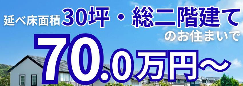 延べ床面積30坪、総二階建て70万円~