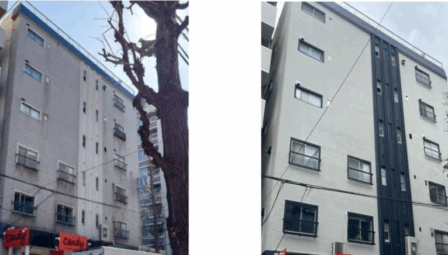 練馬区で築40年ほどのマンションのモルタル外壁の塗装＆防水工事