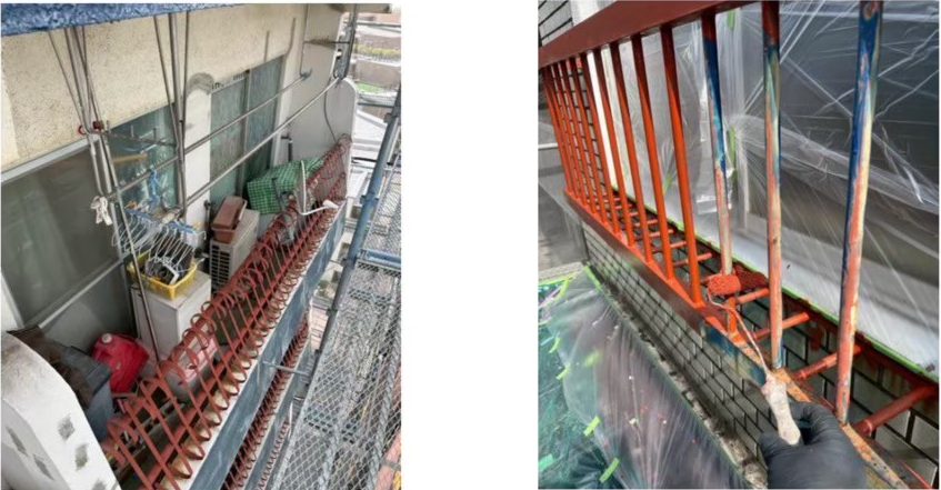 マンションベランダ手すり部分のさび止め