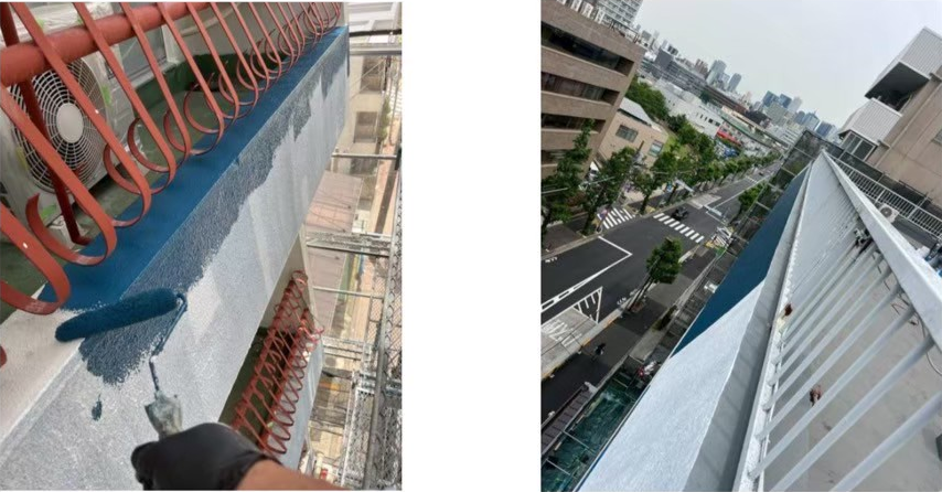 マンション塗装アクセント部分下塗り