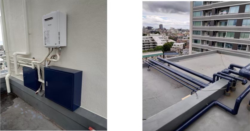 配管部分の鉄部仕上げ塗装