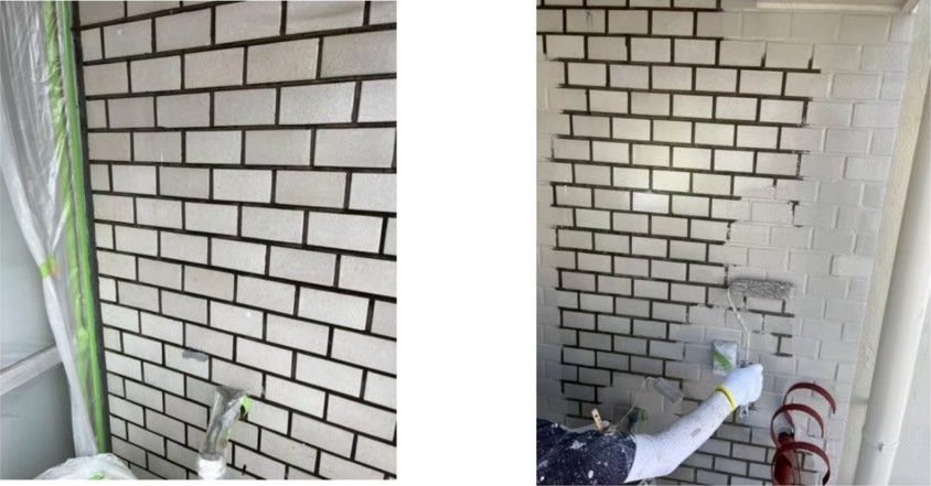 白で塗装されたタイル