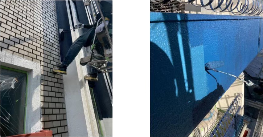 モルタル外壁ツートーン部分の上塗り