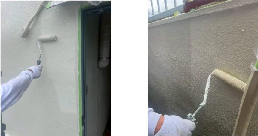 マンションモルタル外壁の上塗り