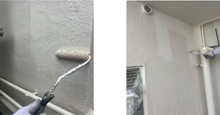 マンション外壁を白で塗装