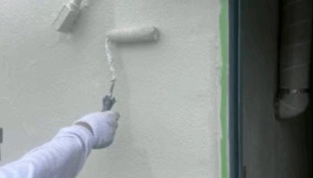 練馬区でマンション外壁の上塗り｜ツートーン部分もおしゃれに！