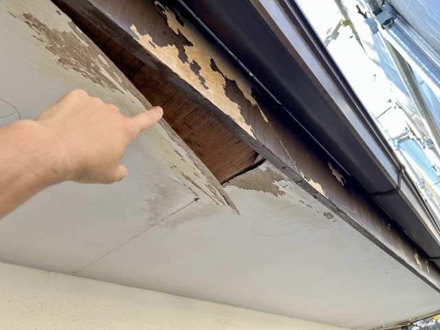 剥がれてしまった軒天